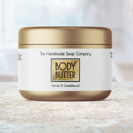 Chic White, Gold, Black Body Butter Jar label ペットボトルラベル