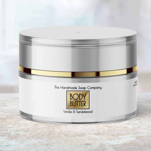 Chic White Gold Body Butter Jar Label  ラップアラウンドラベル
