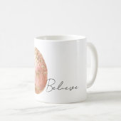 Chic White Gold Leaves Pink Spring Easter Egg  コーヒーマグカップ (正面右)