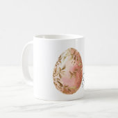 Chic White Gold Leaves Pink Spring Easter Egg  コーヒーマグカップ (正面左)