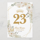 Chic White Ivory Floral Quinceanera Table Number 招待状 (裏面)