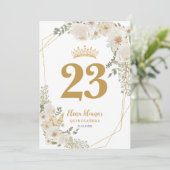 Chic White Ivory Floral Quinceanera Table Number 招待状 (スタンド正面)