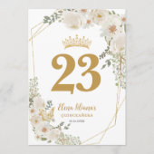 Chic White Ivory Floral Quinceanera Table Number 招待状 (正面)