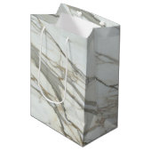 Chic white marble, granite texture ミディアムペーパーバッグ (正面アングル)