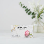 Chic White Marble Rose Gold Makeup Artist Beauty 名刺 (スタンド正面)
