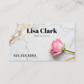 Chic White Marble Rose Gold Makeup Artist Beauty 名刺 (正面)