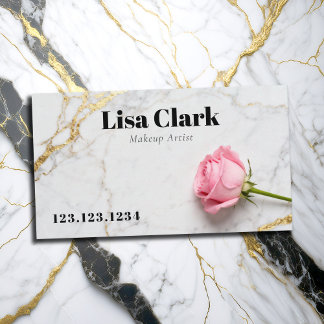 Chic White Marble Rose Gold Makeup Artist Beauty 名刺