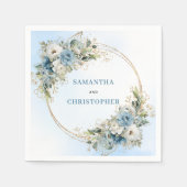 Chic White Peonies Gold Frame Wedding Napkins スタンダードカクテルナプキン (正面)