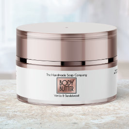 Chic White Rose Gold Body Butter Jar Label  ラップアラウンドラベル