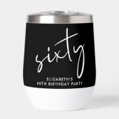 Chic White Script Black 60th Birthday Party (正面)