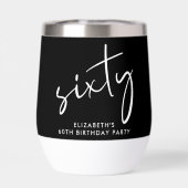 Chic White Script Black 60th Birthday Party (背面)