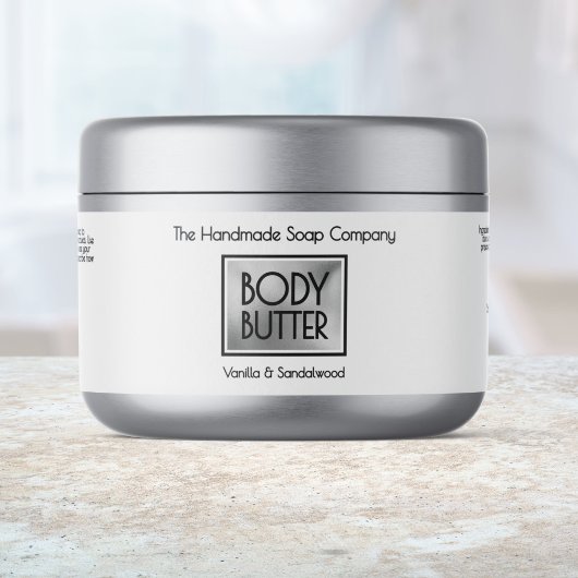 Chic White, Silver, Black Body Butter Jar label ペットボトルラベル