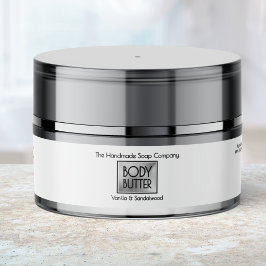 Chic White Silver Body Butter Jar Label  ラップアラウンドラベル