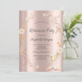 Chic Wildflower Champagne Rose Gold Retirement 招待状 (スタンド正面)