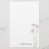 Chic Wildflower Meadow Calligraphy Personalized 便箋 (正面)