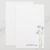Chic Wildflower Meadow Calligraphy Personalized 便箋 (正面/裏面)