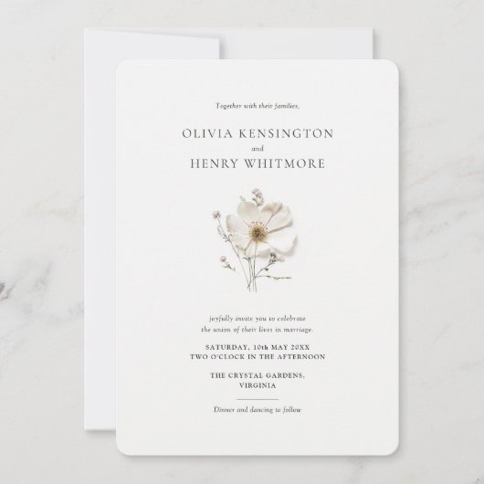 Chic Wildflower Rounded Corner Style Wedding 招待状 (正面)