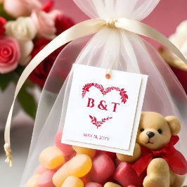 Chic Wildflowers & Branches Heart Shape Initials ラバースタンプ