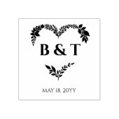 Chic Wildflowers & Branches Heart Shape Initials ラバースタンプ (インプリント)