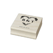 Chic Wildflowers & Branches Heart Shape Initials ラバースタンプ (スタンプ)