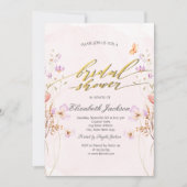 Chic Wildflowers Butterflies Bridal Shower  招待状 (正面)