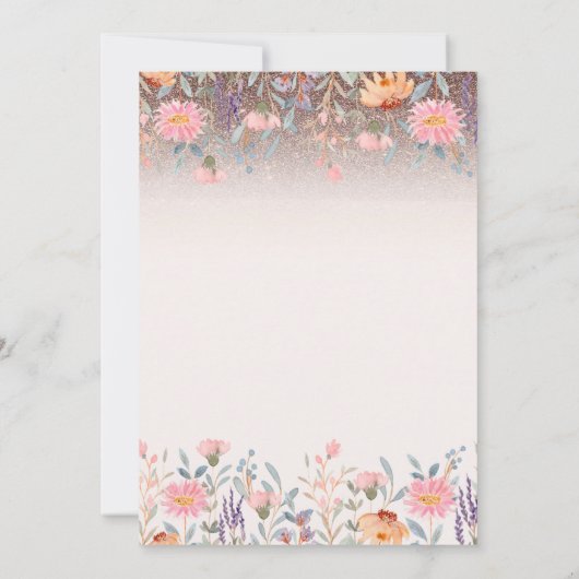 Chic Wildflowers Glitter String Lights 80th  招待状 (裏面)