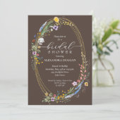 Chic Wildflowers on Brown Bridal Shower 招待状 (スタンド正面)