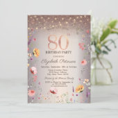 Chic Wildflowers String Lights 80th Birthday   招待状 (スタンド正面)