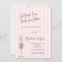 Chic Wine Glass Confetti Pink Striped 