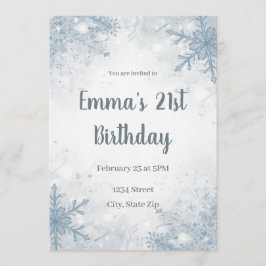 Chic Winter 21st Birthday Invitation – Snowflakes 招待状