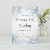 Chic Winter 21st Birthday Invitation – Snowflakes 招待状 (スタンド正面)