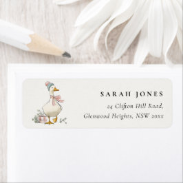 Chic Winter Goose Christmas Holiday Address ラベル