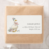 Chic Winter Goose Christmas Holiday Address ラベル (インサイチュ)