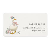 Chic Winter Goose Christmas Holiday Address ラベル (正面)