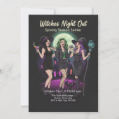 Chic Witches Night Out Adult Halloween Party 招待状 (正面)