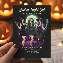 Chic Witches Night Out Adult Halloween Party 招待状