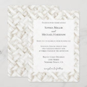 Chic woven white basket weave wedding 招待状 (正面/裏面)