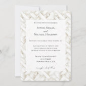 Chic woven white basket weave wedding 招待状 (正面)