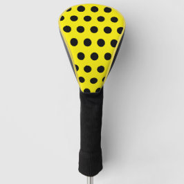 Chic Yellow Golf Head Cover with Black Dot Pattern ゴルフヘッドカバー