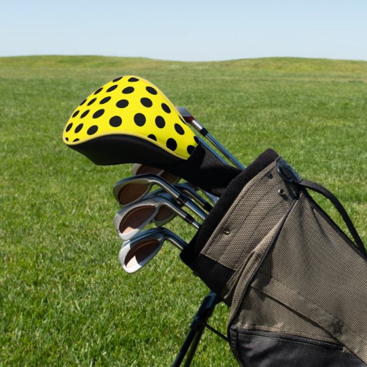 Chic Yellow Golf Head Cover with Black Dot Pattern ゴルフヘッドカバー (インサイチュ)