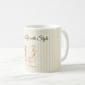 Chic Yellow High Heels Stripes コーヒーマグカップ (正面右)