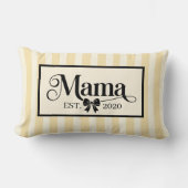 Chic Yellow Striped Custom Mama Keepsake ランバークッション (正面)