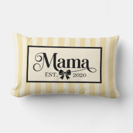 Chic Yellow Striped Custom Mama Keepsake ランバークッション