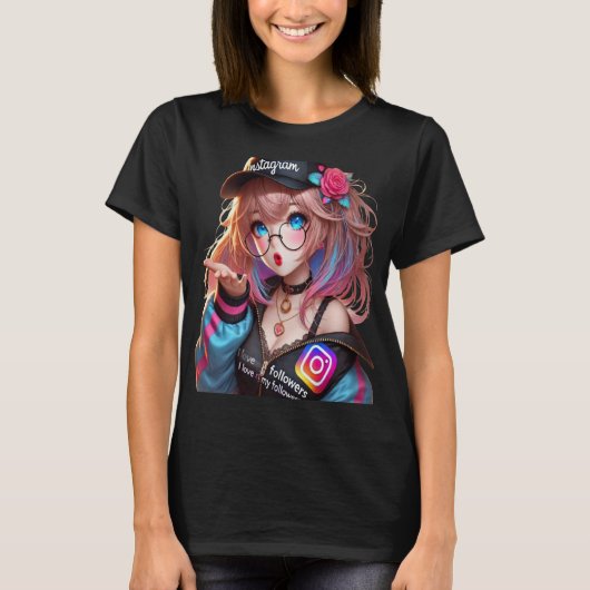 CHICA ANIME MILLY Q AGRADECIENDO A SUS SEGUIDORES Tシャツ (正面)