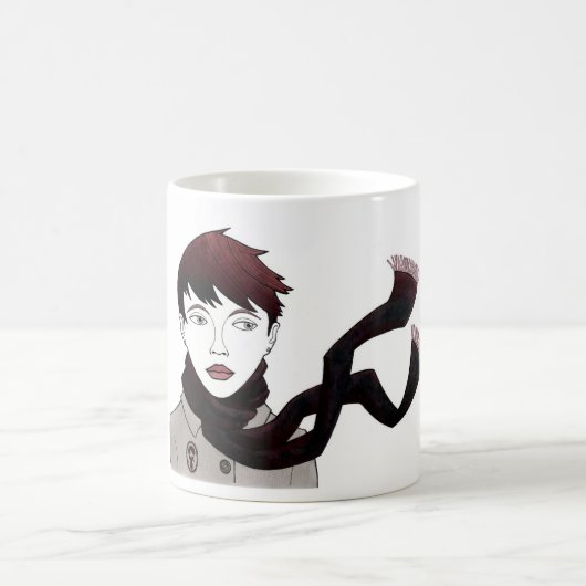 chica con bufanda taza コーヒーマグカップ (中央)