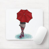 chica con paraguas alfombrilla マウスパッド (マウス)