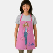 Chica con vaqueros y chaqueta rosa エプロン (インサイチュ)