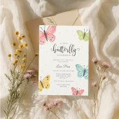 Chica de invitación a Baby Shower para mariposa 招待状