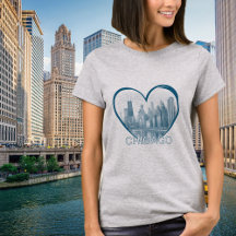 CHICAGOスカイラインハートグラフィックTシャツ