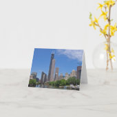 Chicago川からのシアーズ・タワーの眺め カード (黄色い花)